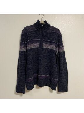 Banana Republic Sweater Men’s Size XL Gray Purple Merino Wool Fair Isle Sweater